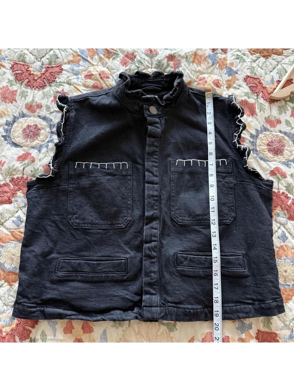 Seventy + Mochi for Anthropologie Women's Black Denim Vest sz Medium - Picture 4 of 7